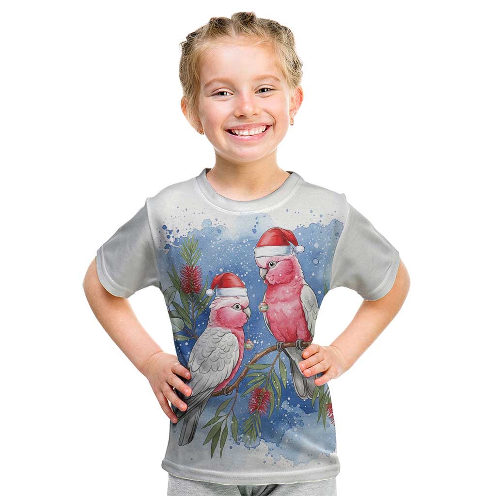 Australia Christmas Kid T Shirt Aussie Galah Santa Watercolor Style - Aussie Hoodie