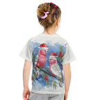 Australia Christmas Kid T Shirt Aussie Galah Santa Watercolor Style - Aussie Hoodie