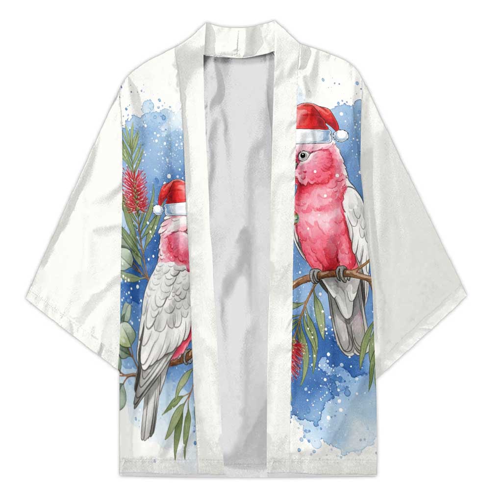 Australia Christmas Kimono Aussie Galah Santa Watercolor Style - Aussie Hoodie