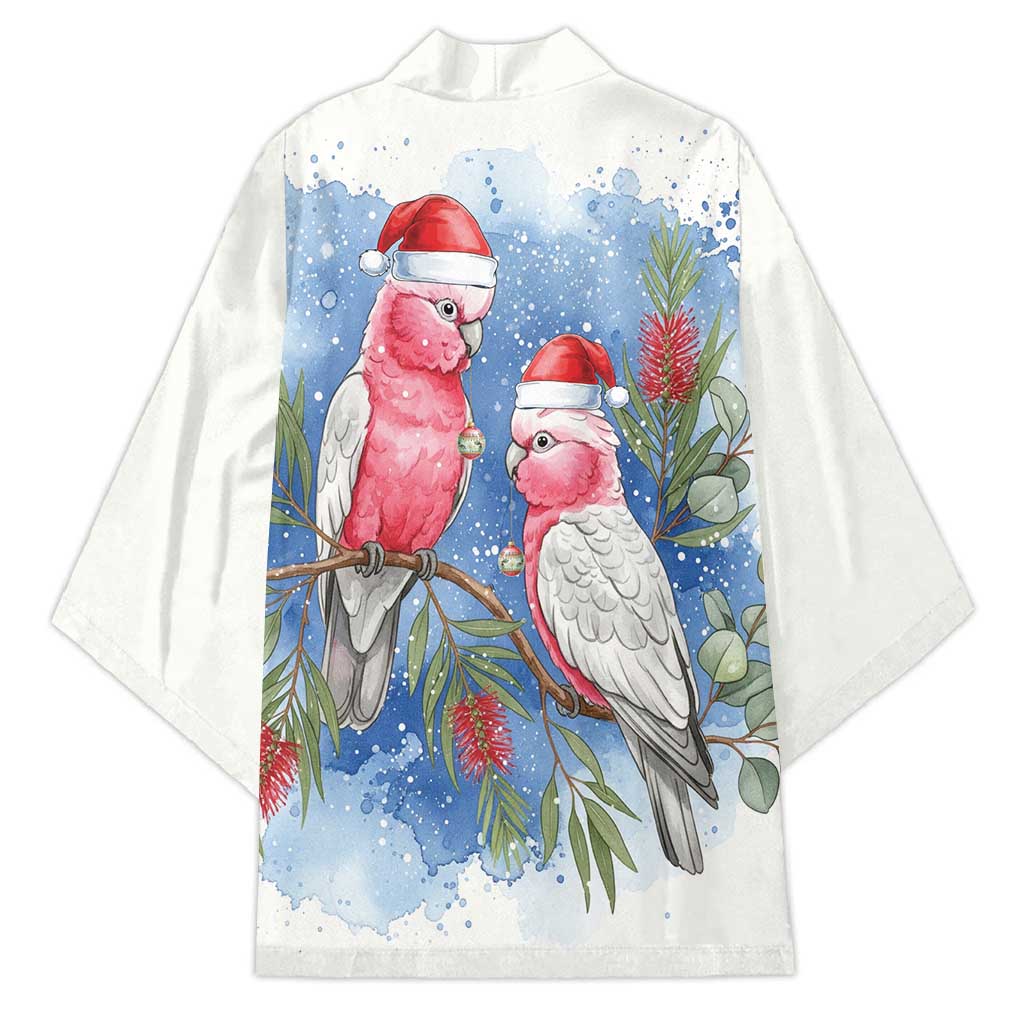 Australia Christmas Kimono Aussie Galah Santa Watercolor Style - Aussie Hoodie