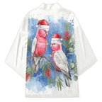 Australia Christmas Kimono Aussie Galah Santa Watercolor Style - Aussie Hoodie