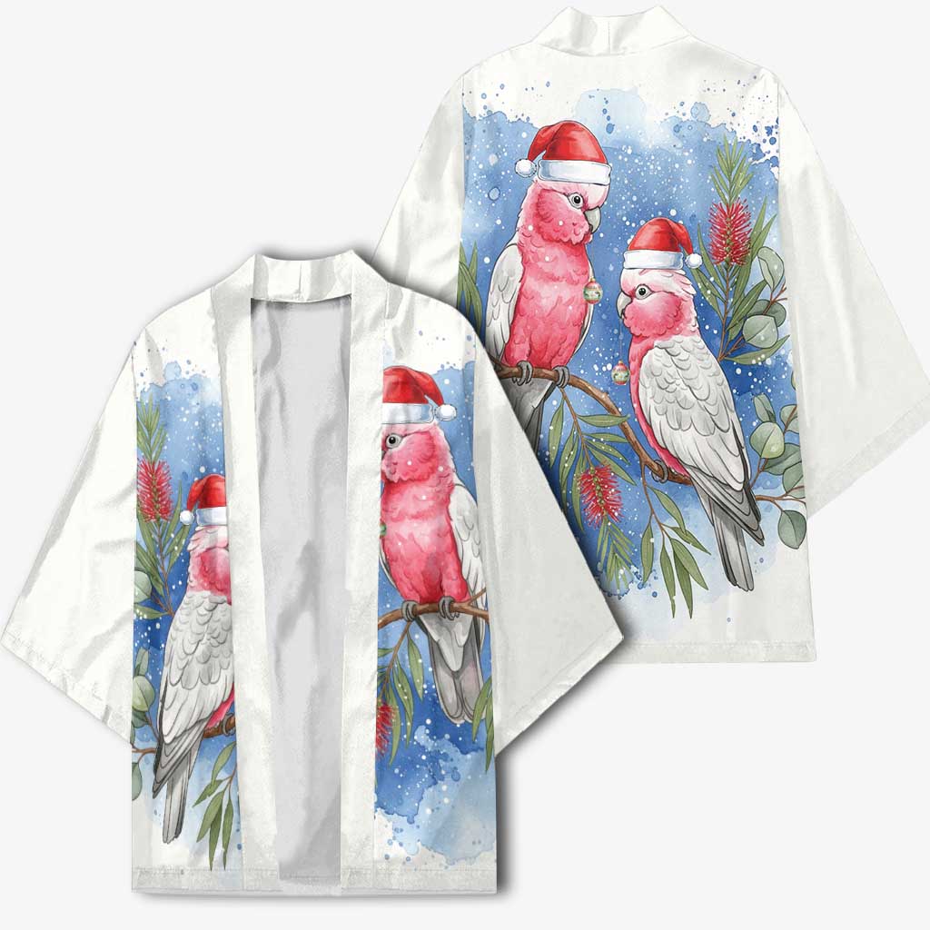 Australia Christmas Kimono Aussie Galah Santa Watercolor Style - Aussie Hoodie