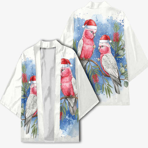 Australia Christmas Kimono Aussie Galah Santa Watercolor Style - Aussie Hoodie