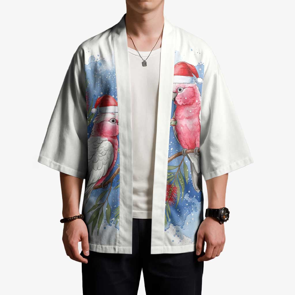 Australia Christmas Kimono Aussie Galah Santa Watercolor Style - Aussie Hoodie