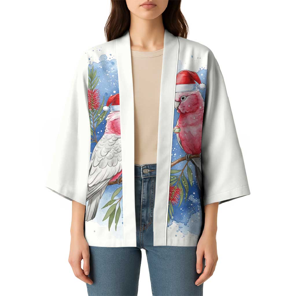 Australia Christmas Kimono Aussie Galah Santa Watercolor Style - Aussie Hoodie