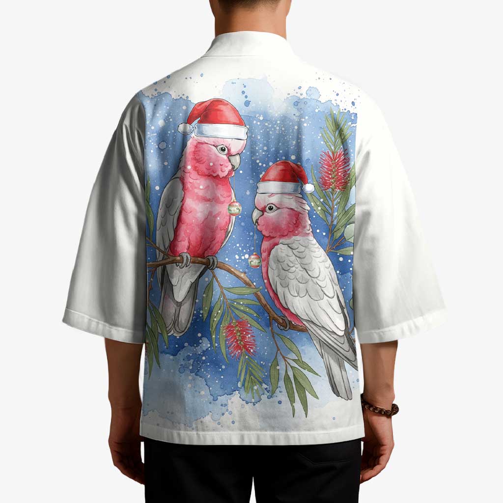 Australia Christmas Kimono Aussie Galah Santa Watercolor Style - Aussie Hoodie