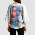 Australia Christmas Kimono Sleeve Blouse Aussie Galah Santa Watercolor Style - Aussie Hoodie