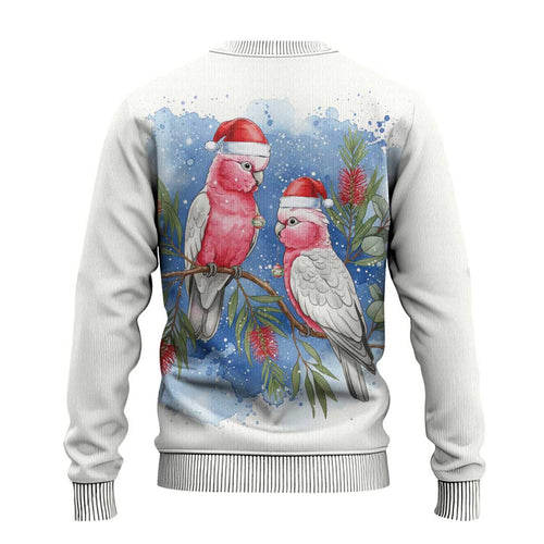 Australia Christmas Ugly Christmas Sweater Aussie Galah Santa Watercolor Style - Aussie Hoodie