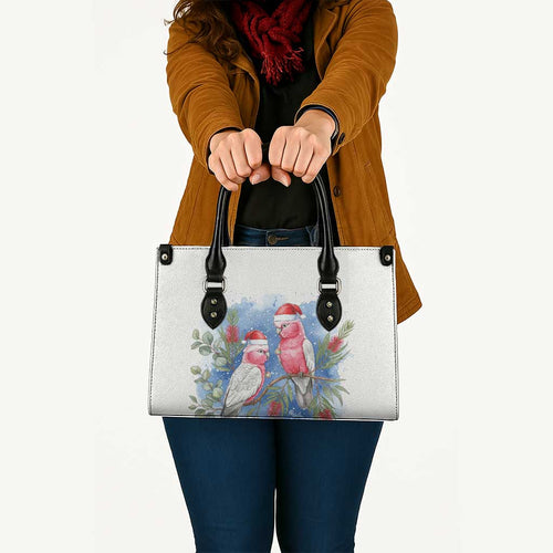 Australia Christmas Leather Bag Aussie Galah Santa Watercolor Style - Aussie Hoodie