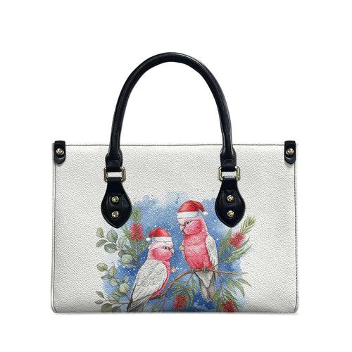 Australia Christmas Leather Bag Aussie Galah Santa Watercolor Style - Aussie Hoodie