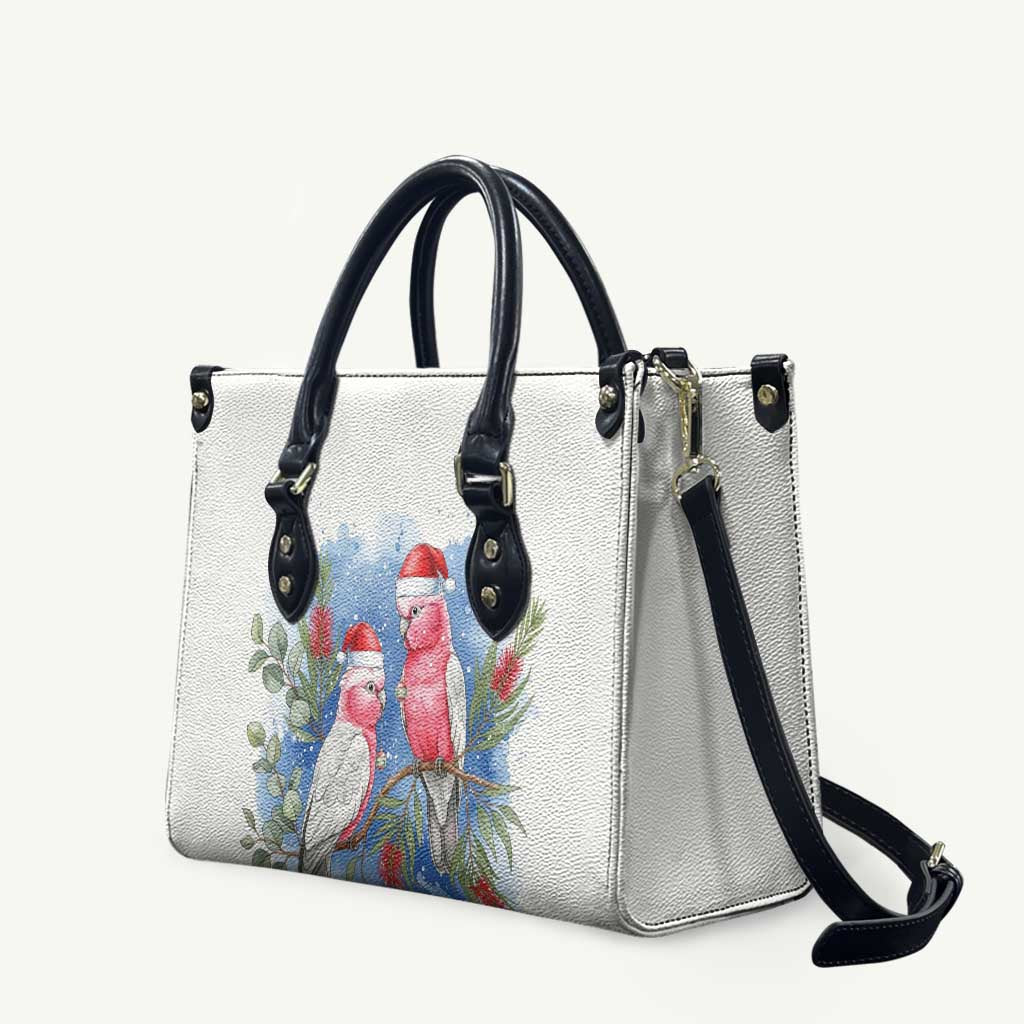 Australia Christmas Leather Bag Aussie Galah Santa Watercolor Style - Aussie Hoodie