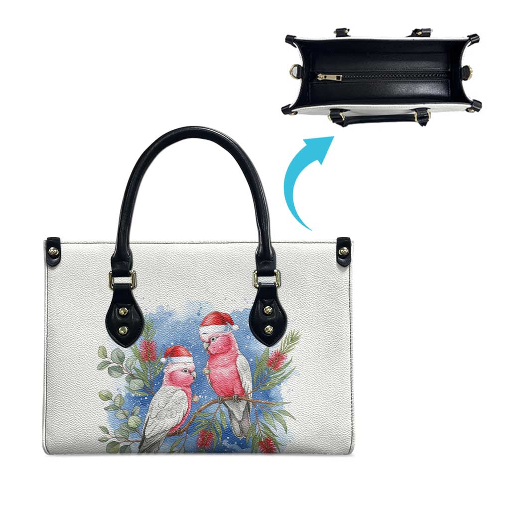 Australia Christmas Leather Bag Aussie Galah Santa Watercolor Style - Aussie Hoodie