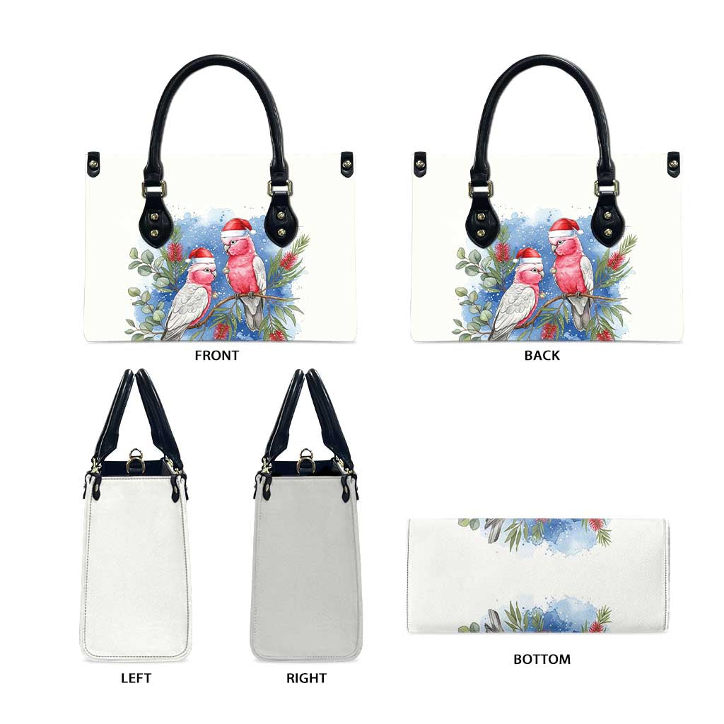 Australia Christmas Leather Bag Aussie Galah Santa Watercolor Style - Aussie Hoodie