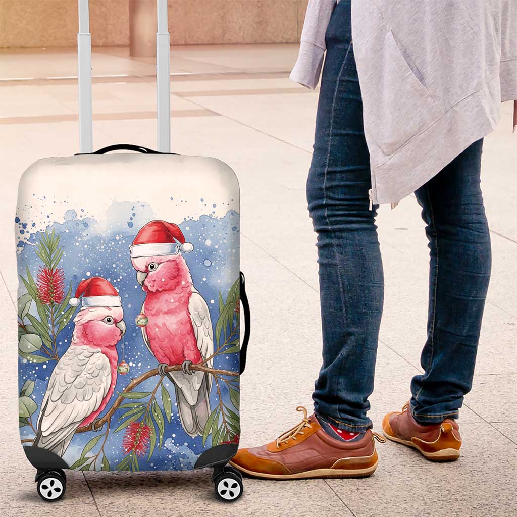 Australia Christmas Luggage Cover Aussie Galah Santa Watercolor Style - Aussie Hoodie