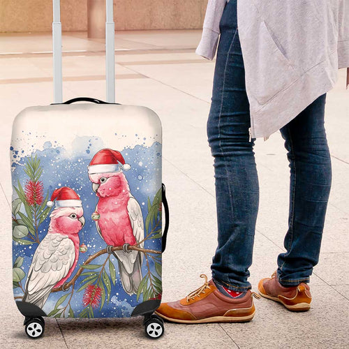 Australia Christmas Luggage Cover Aussie Galah Santa Watercolor Style - Aussie Hoodie