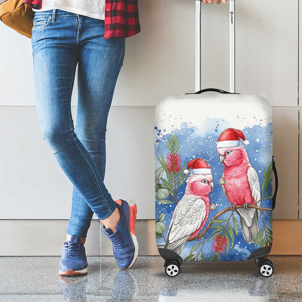 Australia Christmas Luggage Cover Aussie Galah Santa Watercolor Style - Aussie Hoodie