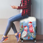 Australia Christmas Luggage Cover Aussie Galah Santa Watercolor Style - Aussie Hoodie