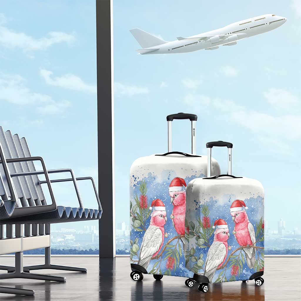 Australia Christmas Luggage Cover Aussie Galah Santa Watercolor Style - Aussie Hoodie