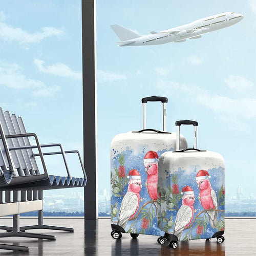 Australia Christmas Luggage Cover Aussie Galah Santa Watercolor Style - Aussie Hoodie