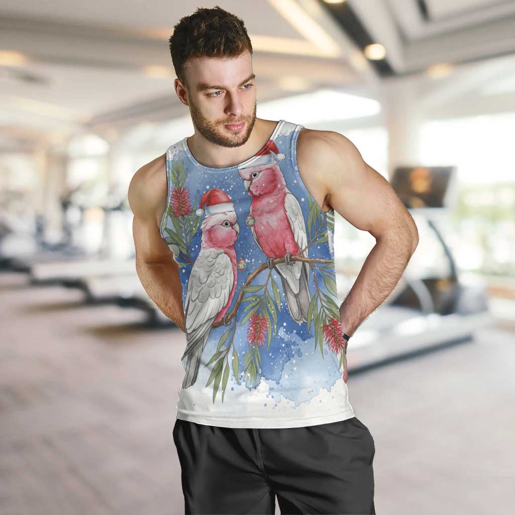 Australia Christmas Men Tank Top Aussie Galah Santa Watercolor Style - Aussie Hoodie