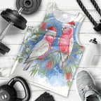 Australia Christmas Men Tank Top Aussie Galah Santa Watercolor Style - Aussie Hoodie