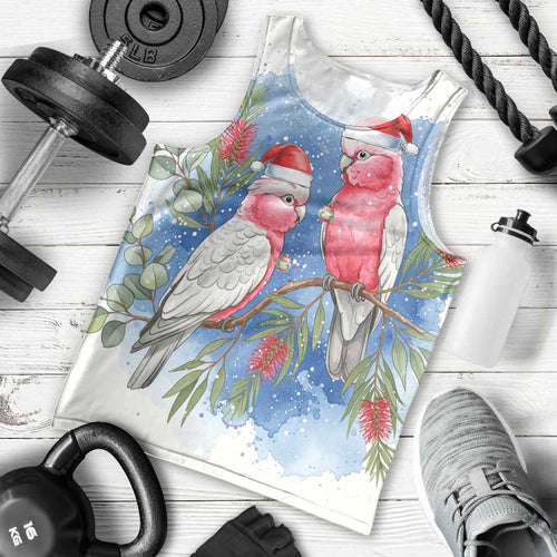 Australia Christmas Men Tank Top Aussie Galah Santa Watercolor Style - Aussie Hoodie