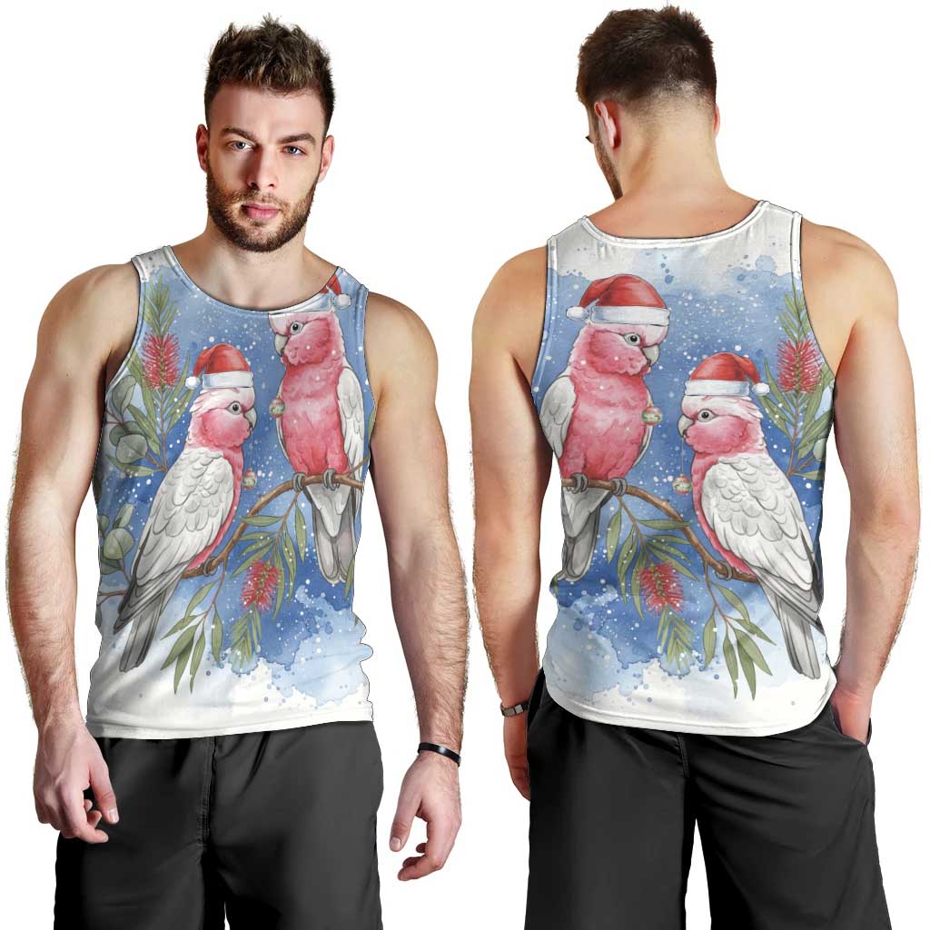Australia Christmas Men Tank Top Aussie Galah Santa Watercolor Style - Aussie Hoodie