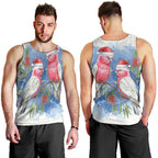 Australia Christmas Men Tank Top Aussie Galah Santa Watercolor Style - Aussie Hoodie
