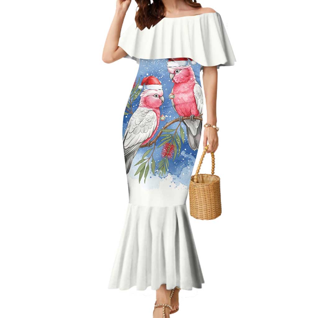 Australia Christmas Mermaid Dress Aussie Galah Santa Watercolor Style - Aussie Hoodie
