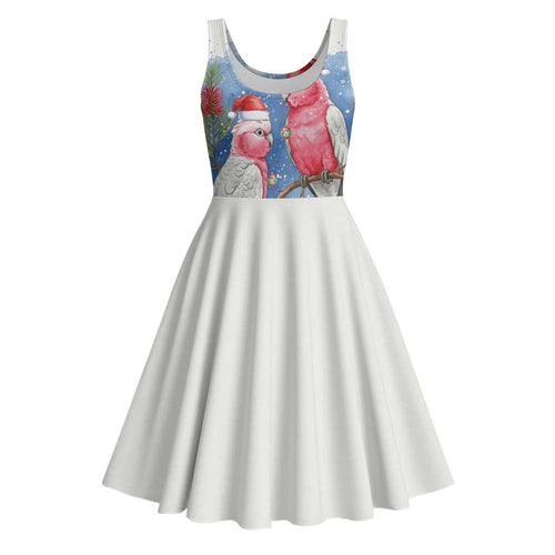 Australia Christmas Midi Dress Aussie Galah Santa Watercolor Style - Aussie Hoodie