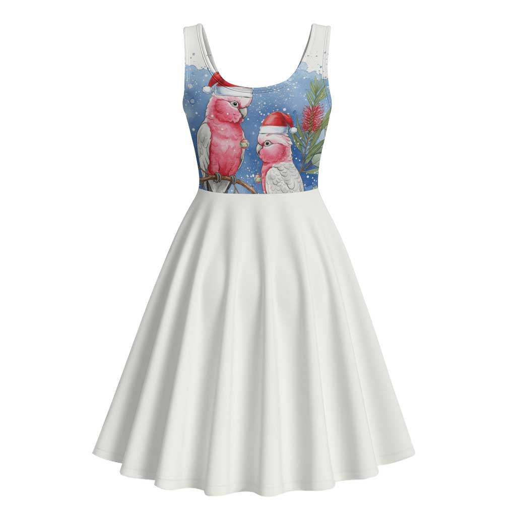 Australia Christmas Midi Dress Aussie Galah Santa Watercolor Style - Aussie Hoodie