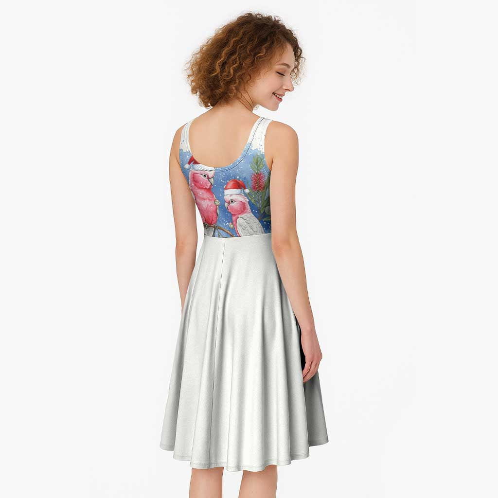 Australia Christmas Midi Dress Aussie Galah Santa Watercolor Style - Aussie Hoodie
