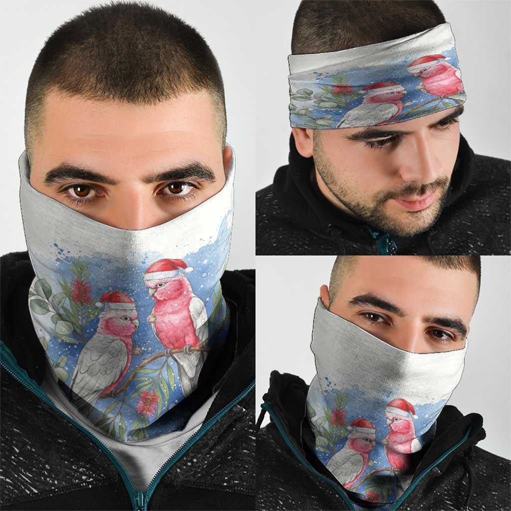Australia Christmas Neck Gaiter Aussie Galah Santa Watercolor Style - Aussie Hoodie