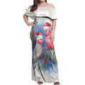 Australia Christmas Off Shoulder Maxi Dress Aussie Galah Santa Watercolor Style - Aussie Hoodie