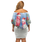 Australia Christmas Off Shoulder Short Dress Aussie Galah Santa Watercolor Style - Aussie Hoodie