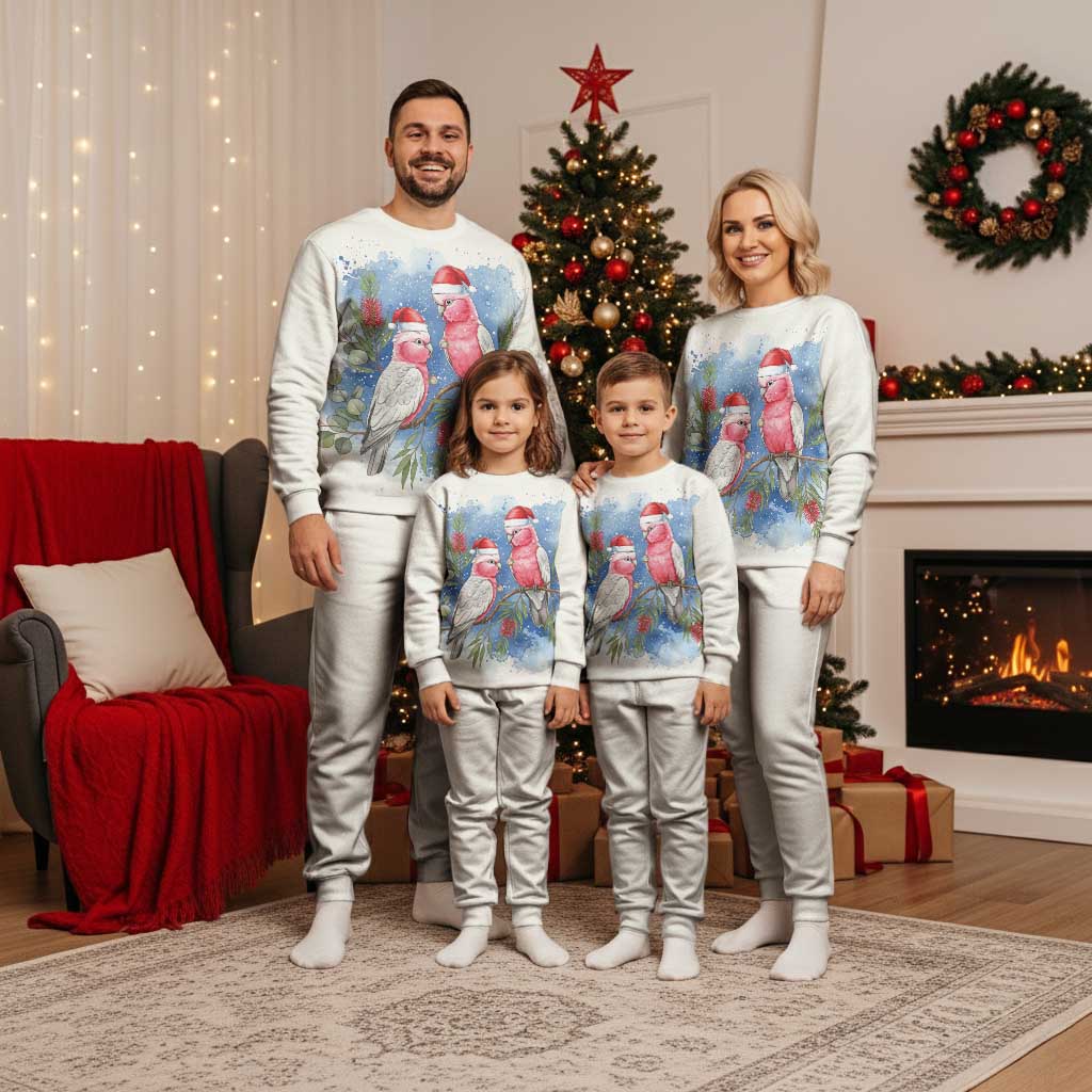 Australia Christmas Pajama Set Aussie Galah Santa Watercolor Style - Aussie Hoodie