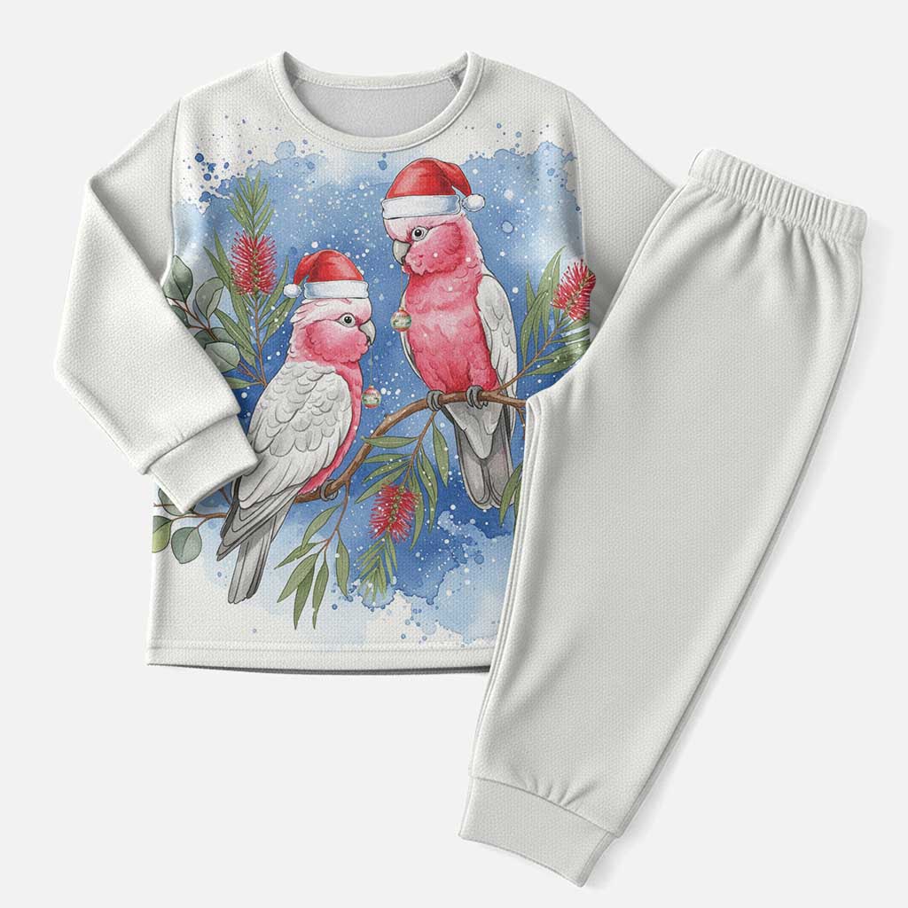 Australia Christmas Pajama Set Aussie Galah Santa Watercolor Style - Aussie Hoodie