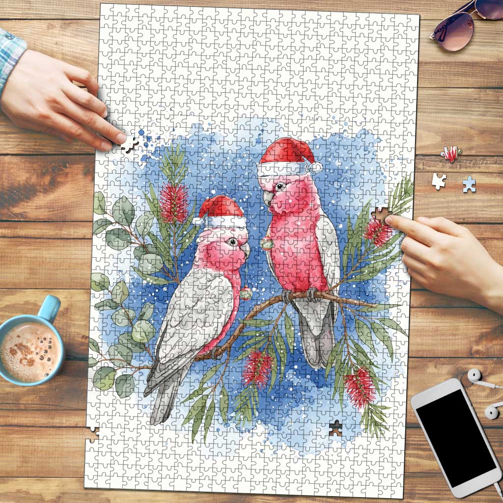 Australia Christmas Puzzle Aussie Galah Santa Watercolor Style - Aussie Hoodie