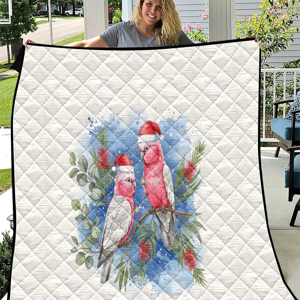 Australia Christmas Quilt Aussie Galah Santa Watercolor Style - Aussie Hoodie