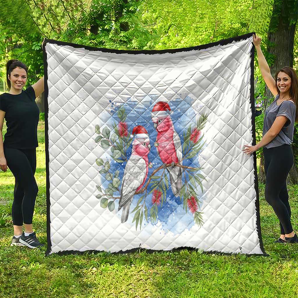 Australia Christmas Quilt Aussie Galah Santa Watercolor Style - Aussie Hoodie