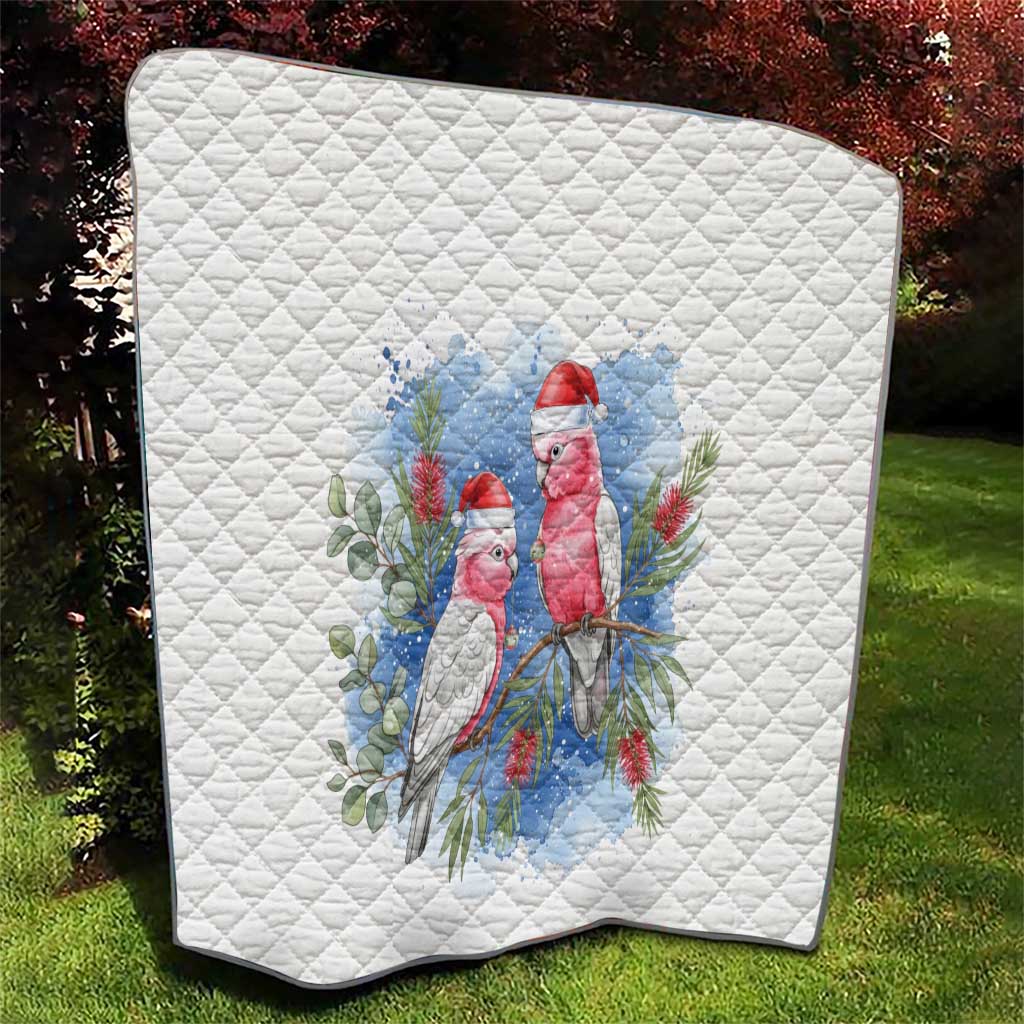 Australia Christmas Quilt Aussie Galah Santa Watercolor Style - Aussie Hoodie