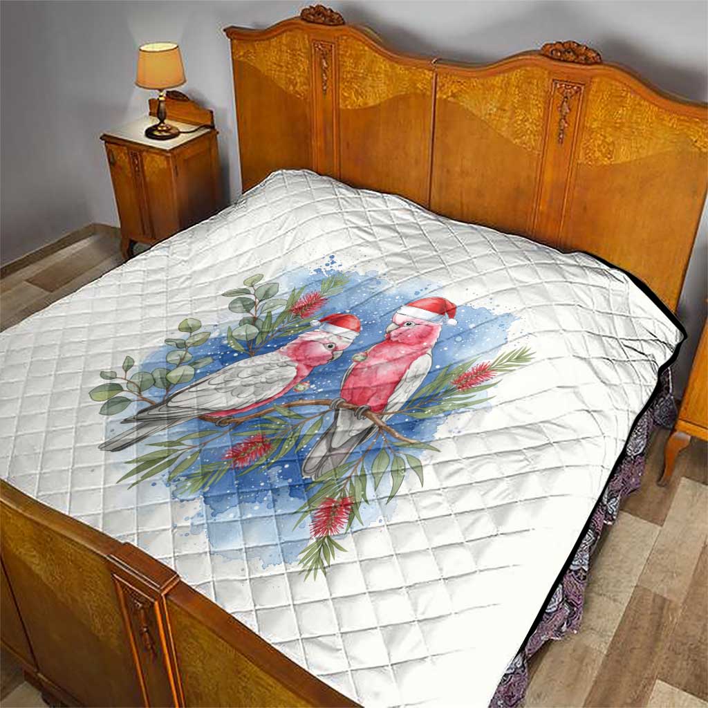 Australia Christmas Quilt Aussie Galah Santa Watercolor Style - Aussie Hoodie