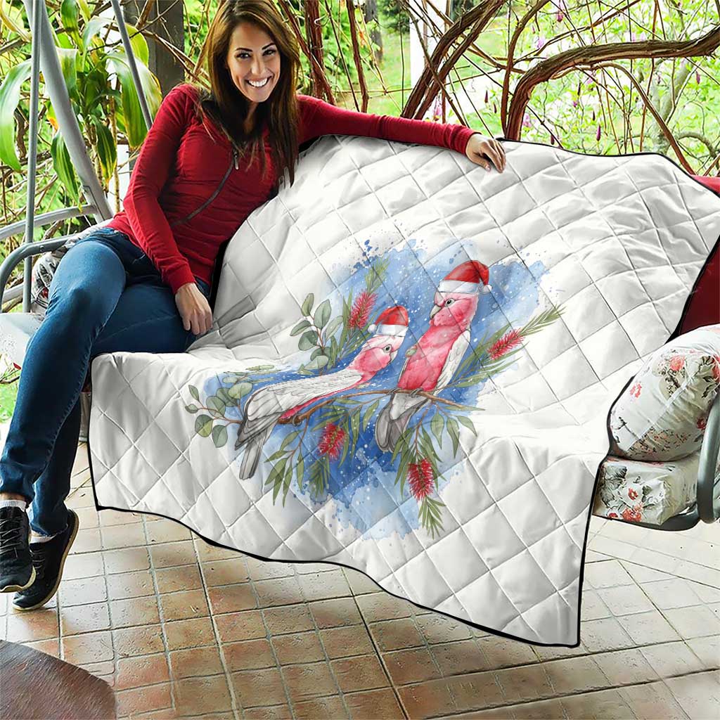 Australia Christmas Quilt Aussie Galah Santa Watercolor Style - Aussie Hoodie