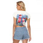 Australia Christmas Raglan Cropped T Shirt Aussie Galah Santa Watercolor Style - Aussie Hoodie