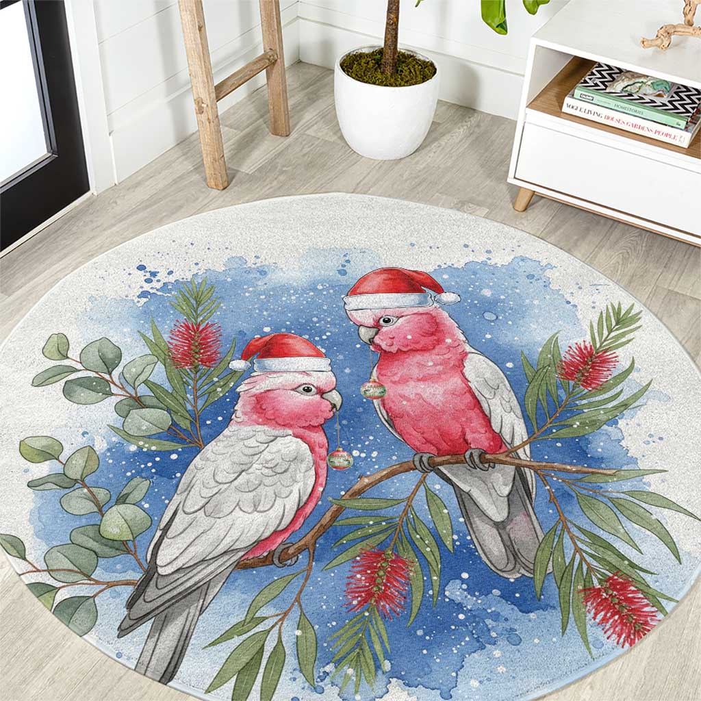 Australia Christmas Round Carpet Aussie Galah Santa Watercolor Style - Aussie Hoodie