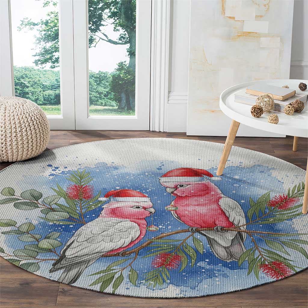 Australia Christmas Round Carpet Aussie Galah Santa Watercolor Style - Aussie Hoodie