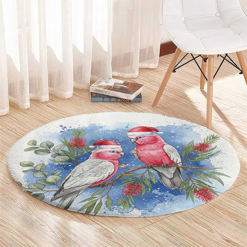 Australia Christmas Round Carpet Aussie Galah Santa Watercolor Style - Aussie Hoodie