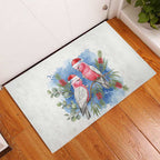 Australia Christmas Rubber Doormat Aussie Galah Santa Watercolor Style - Aussie Hoodie