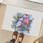 Australia Christmas Rubber Doormat Aussie Galah Santa Watercolor Style - Aussie Hoodie