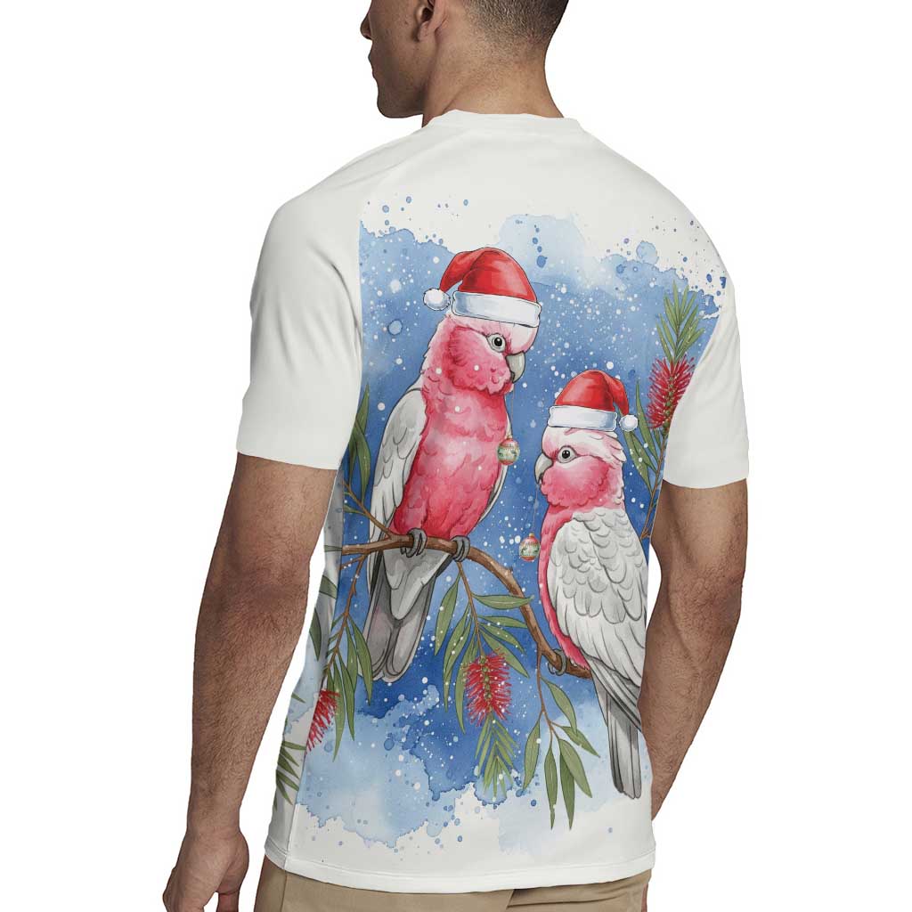 Australia Christmas Rugby Jersey Aussie Galah Santa Watercolor Style - Aussie Hoodie
